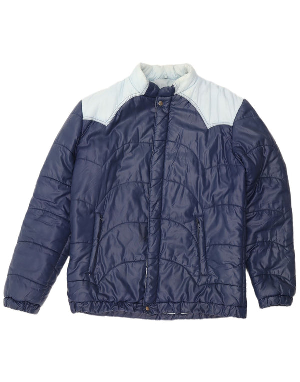 Vintage polstret herrejakke IT 54 2XL marineblå polyamid