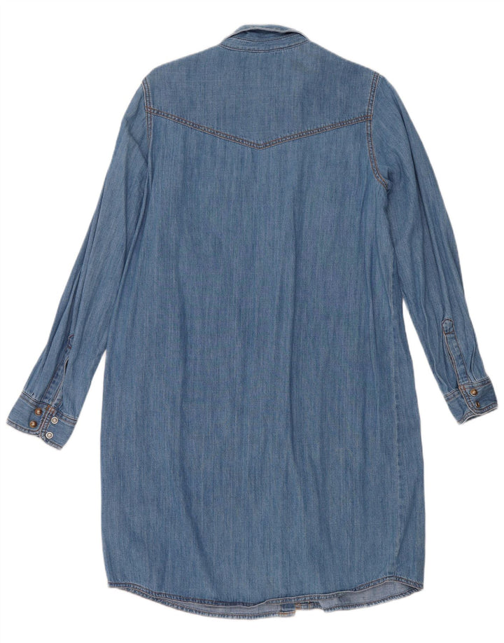 Marks & Spencer Dame Denim Shirt Dress UK 12 Medium Blue Cotton