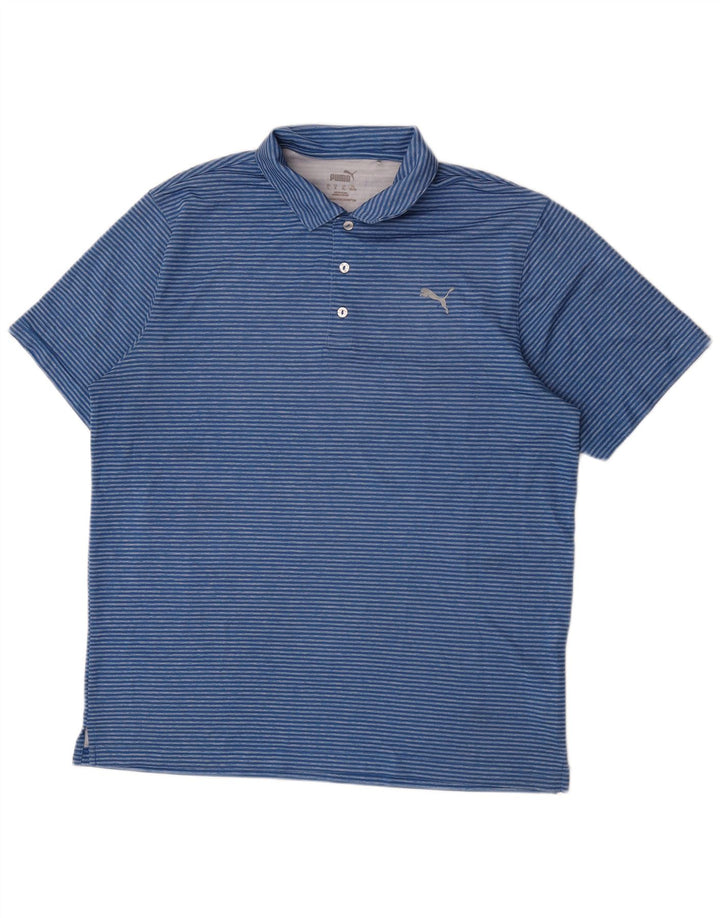 Puma herre poloshirt XL blå stribet polyester