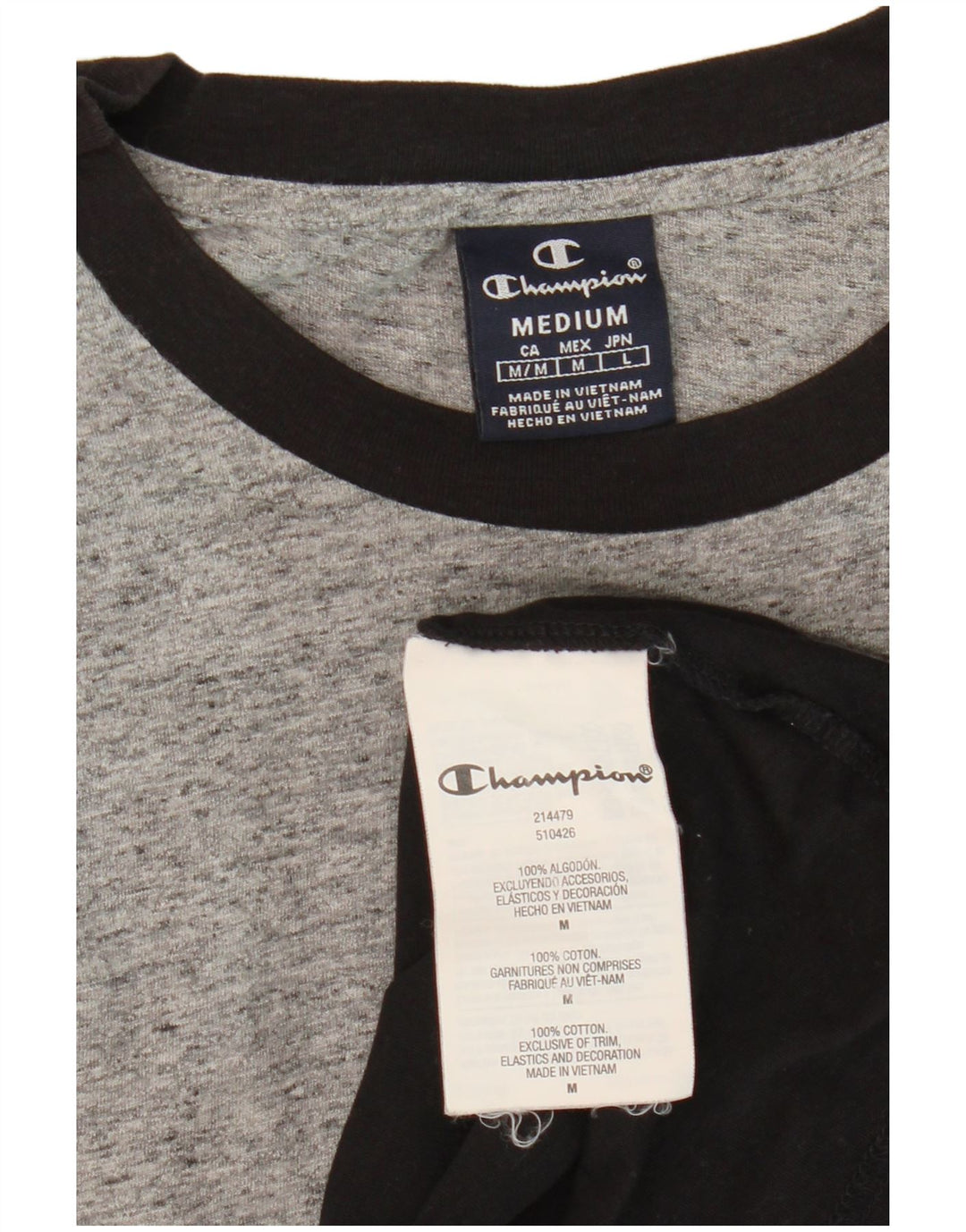 Champion Herre grafisk T-shirt Top Medium Sort Colourblock Bomuld