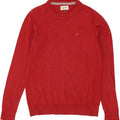 TOMMY HILFIGER Womens Crew Neck Jumper Sweater UK 14 Medium Red Cotton | Vintage Tommy Hilfiger | Thrift | Second-Hand Tommy Hilfiger | Used Clothing | Messina Hembry 