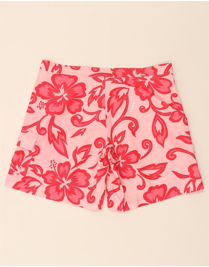 SUNDEK Womens Graphic Swimming Shorts US 4 Small  Pink Floral Polyester Vintage Sundek and Second-Hand Sundek from Messina Hembry 