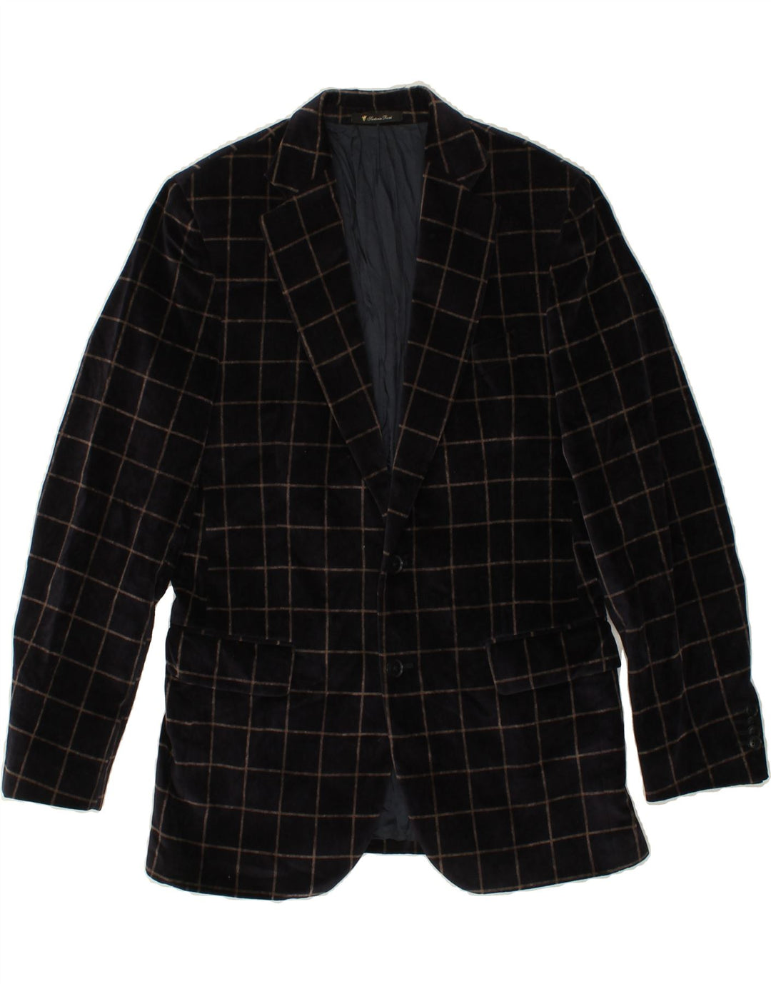 ERMENEGILDO ZEGNA Herre 2-knaps blazerjakke IT 46 Small Navy Blue Check
