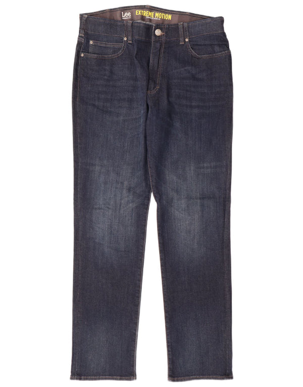 Lee Mens Extreme Motion Tapered Straight Jeans W36 L34 Marineblå Bomuld