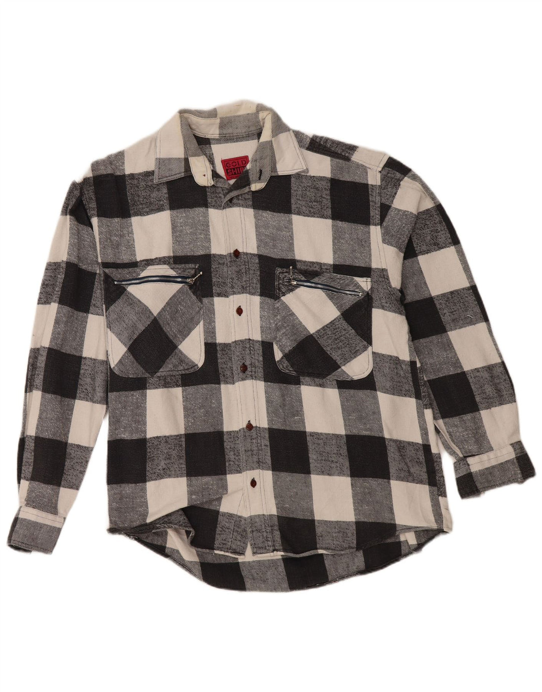 Vintage herre flannel skjorte medium sort Gingham bomuld