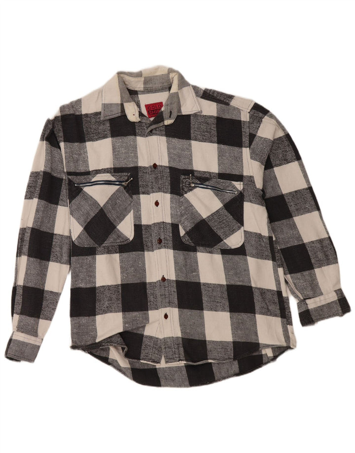 Vintage herre flannel skjorte medium sort Gingham bomuld