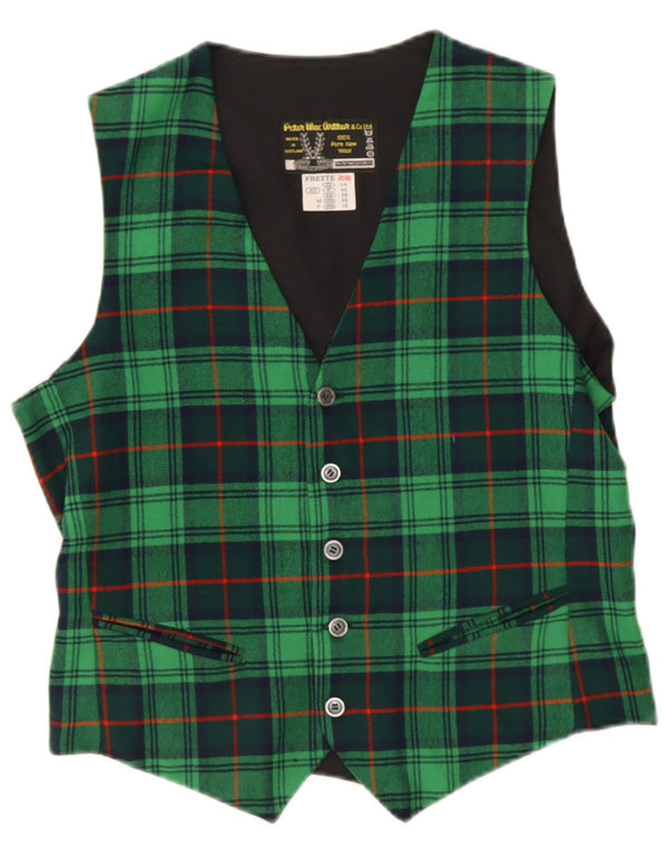 Vintage herrevest UK 38 Medium Green Plaid New Wool