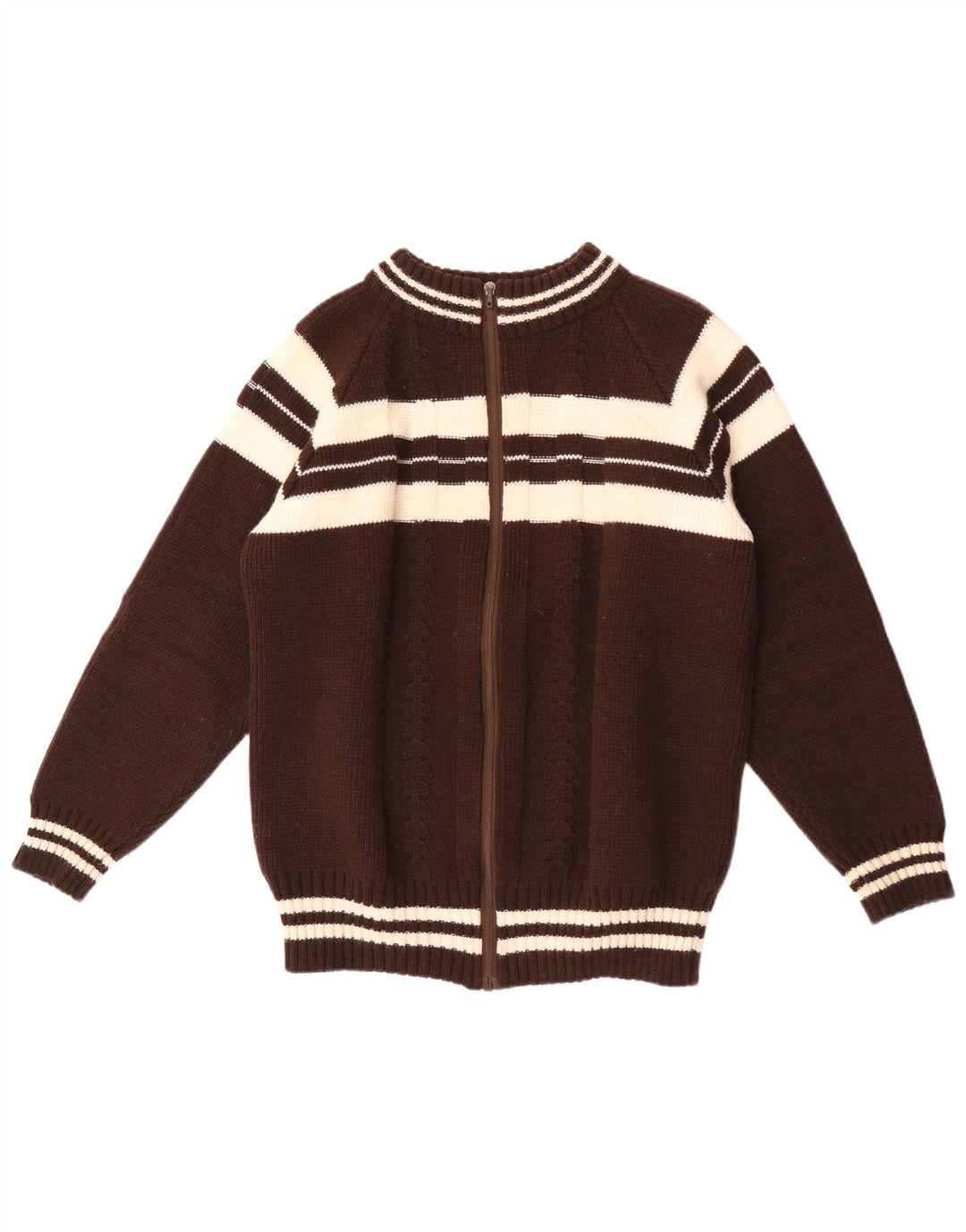 Vintage herre cardigan sweater lille brun stribet