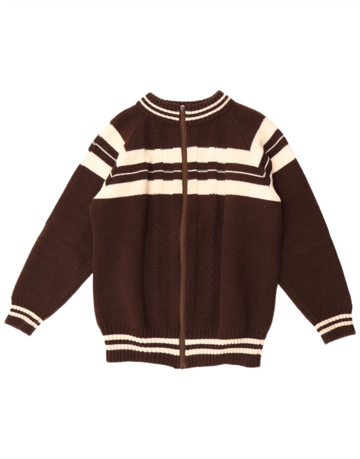 Vintage herre cardigan sweater lille brun stribet