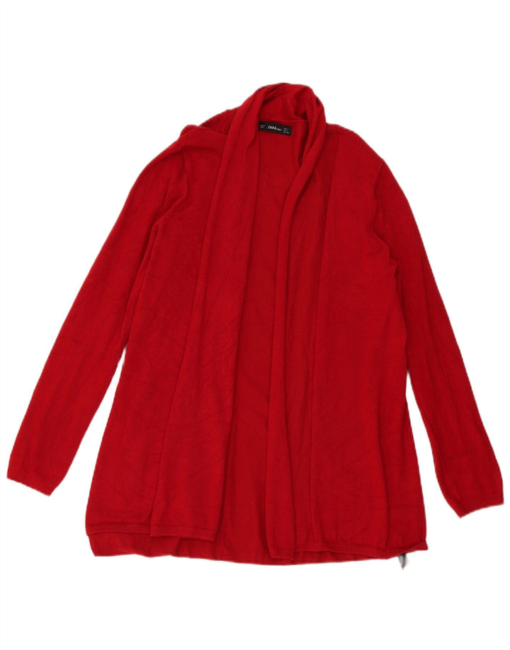 Zara Womens Open Cardigan Sweater UK 14 Large Red Viscose