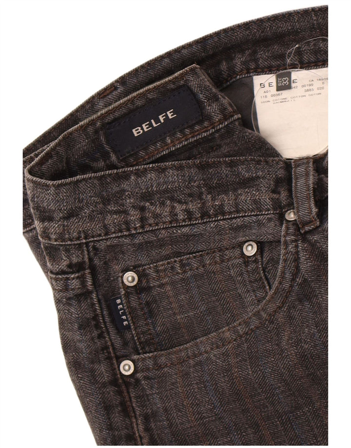 Belfe Straight Jeans til mænd W33 L33 Gråstribet bomuld
