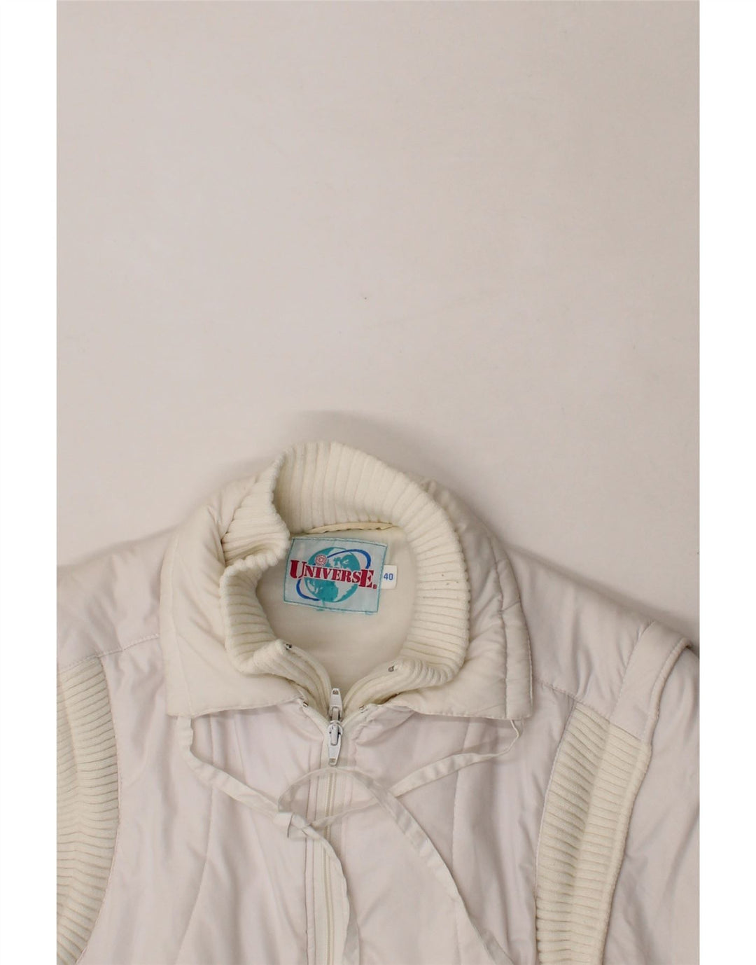VINTAGE Womens Padded Jacket EU 40 Medium White Polyester Vintage Vintage and Second-Hand Vintage from Messina Hembry 