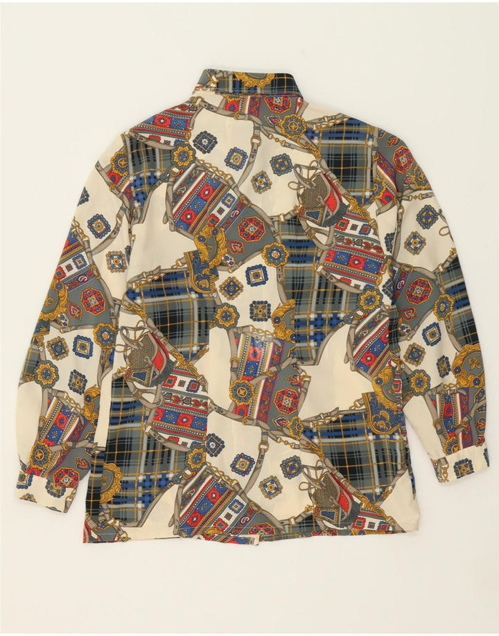 VINTAGE Womens Graphic Shirt UK 10 Small Beige Vintage Vintage and Second-Hand Vintage from Messina Hembry 