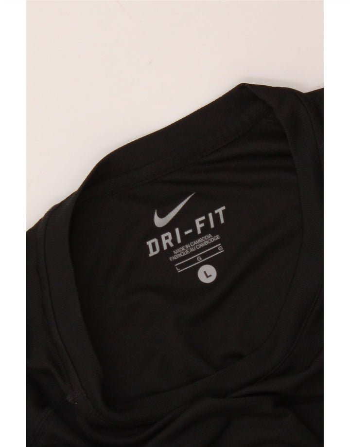 NIKE Mens Dri Fit T-Shirt Top Large Black Colourblock