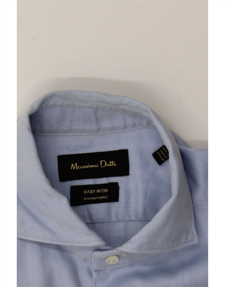 MASSIMO DUTTI Mens Shirt Size 15 1/2 Medium Blue Herringbone Vintage Massimo Dutti and Second-Hand Massimo Dutti from Messina Hembry 