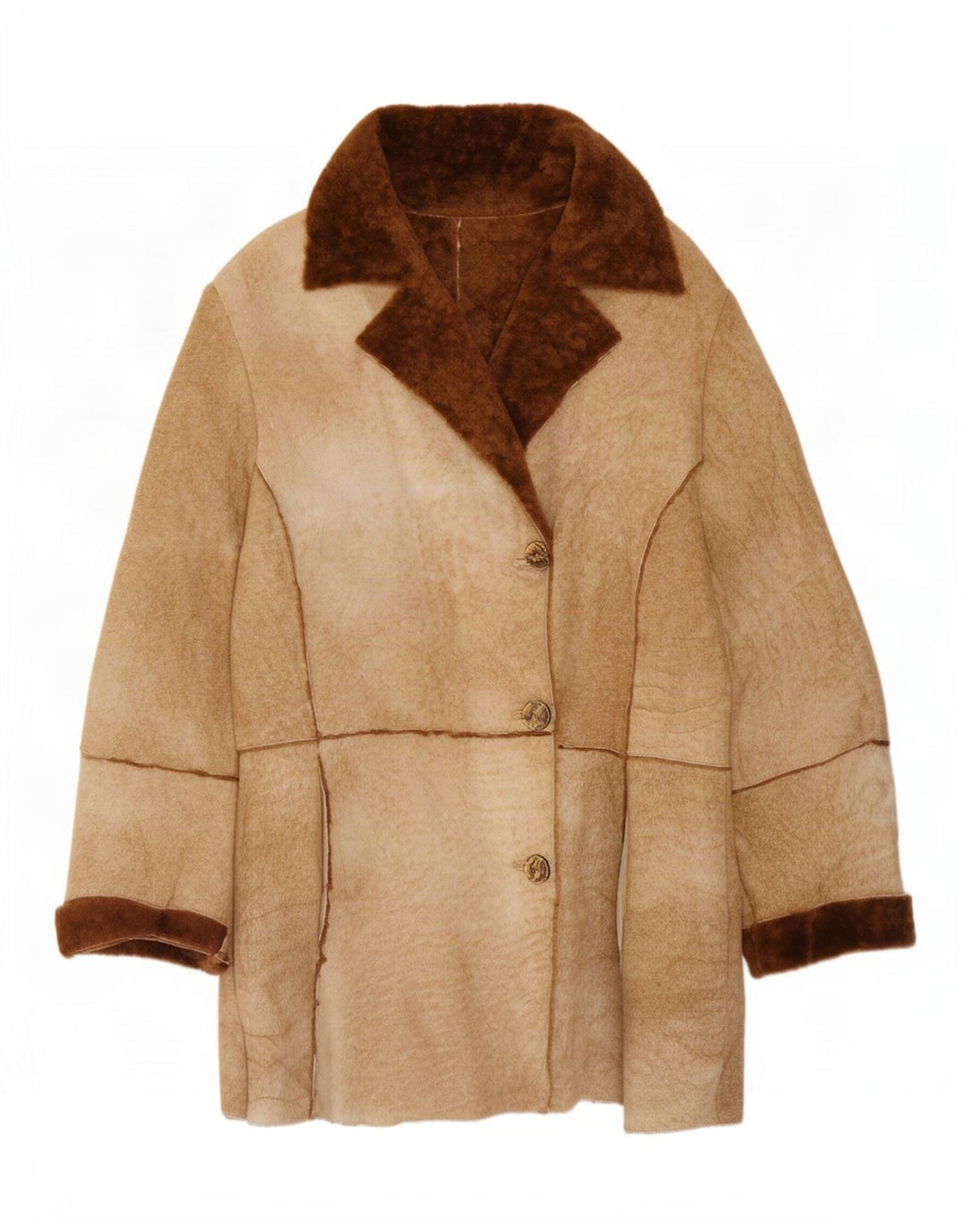 Vintage Dame Shearling Jacket UK 14 Medium Brown