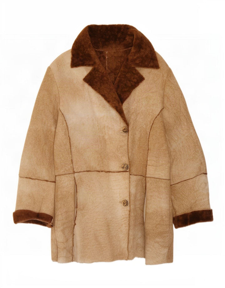 Vintage Dame Shearling Jacket UK 14 Medium Brown