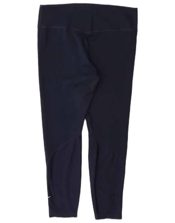 Nike Dame Dri Fit Crop Leggings UK 14 Large Navy Blue