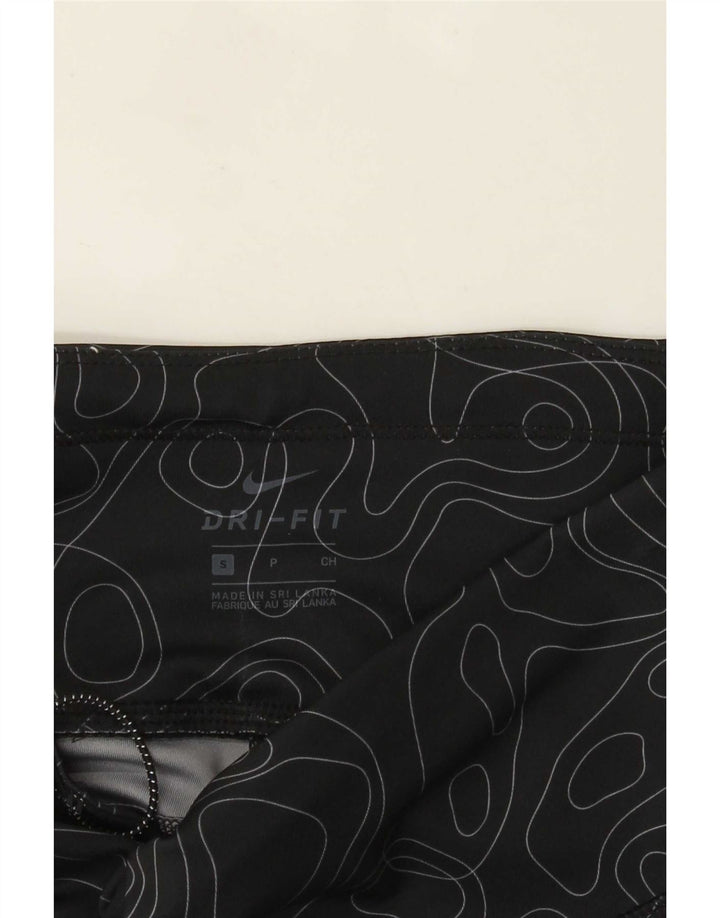 Nike Dame Dri Fit Capri Leggings UK 8 Small Black Geometric