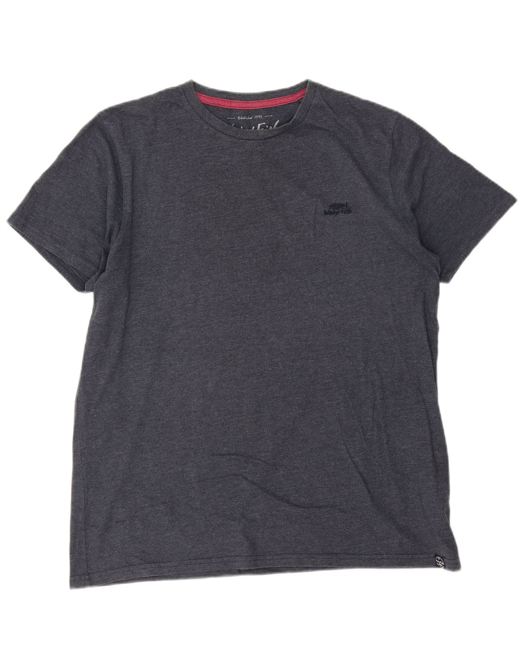 WEIRD FISH Herre T-Shirt Top Stor Marineblå Bomuld