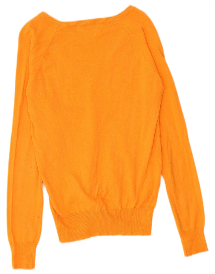 Zara Dame V-hals sweater UK 12 Medium Orange Bomuld