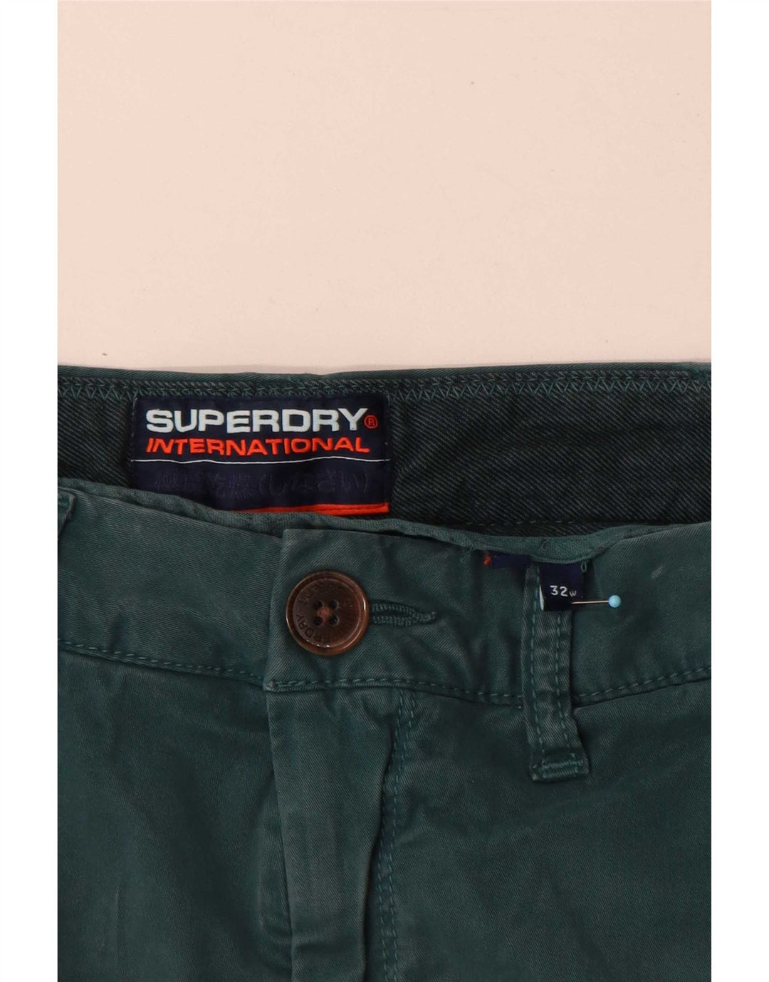 Superdry Regular Chino Shorts W32 mellemgrøn bomuld