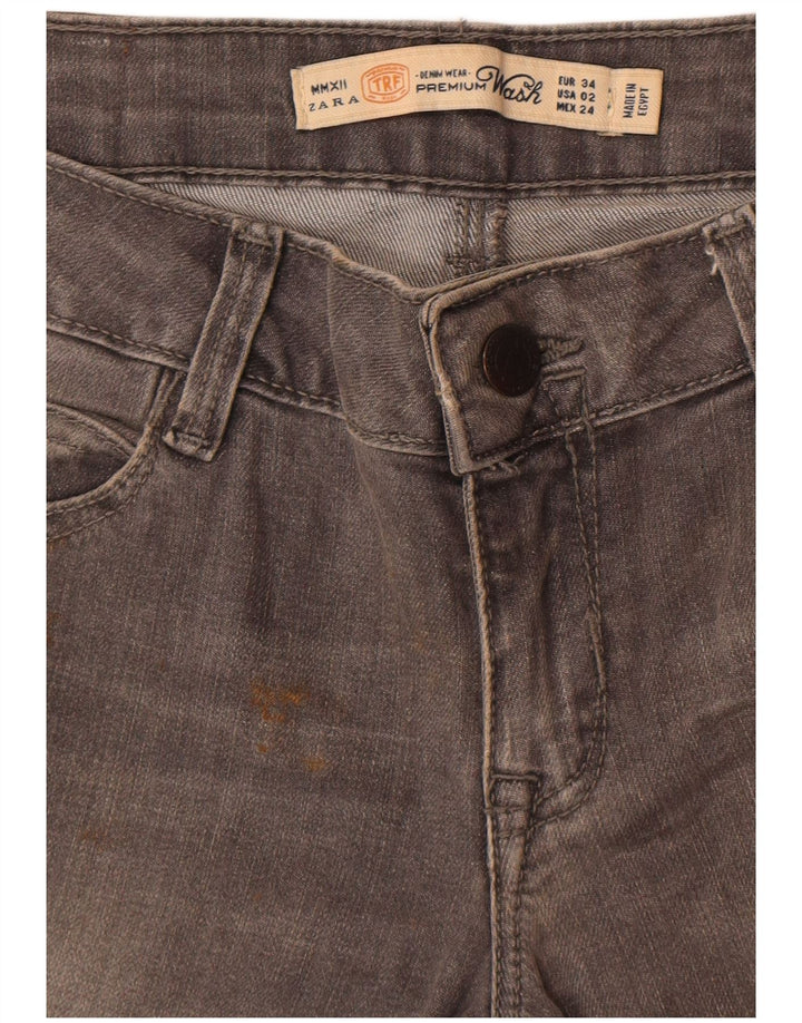 Zara Dame Distressed Slim Jeans EU 34 2XS W24 L32 Grå