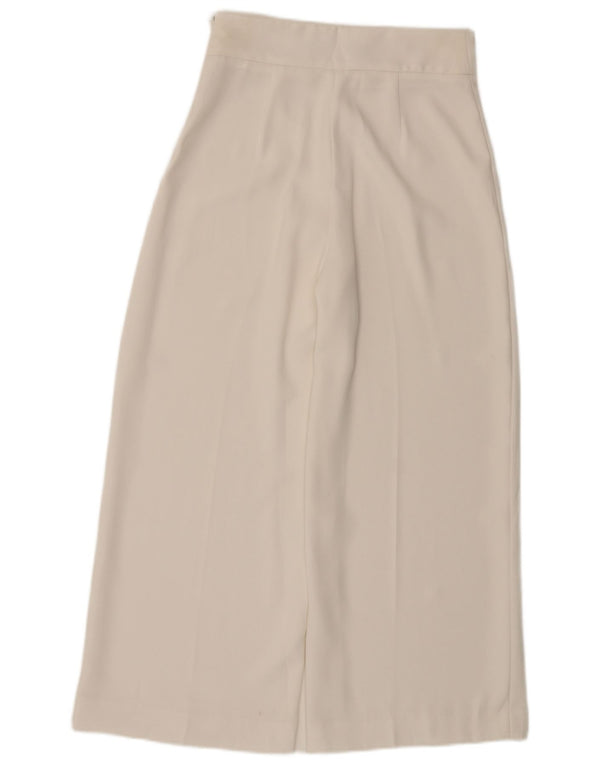 Zara Kvinder Højtaljede Brede Ben Cropped Bukser Small W26 L25 White