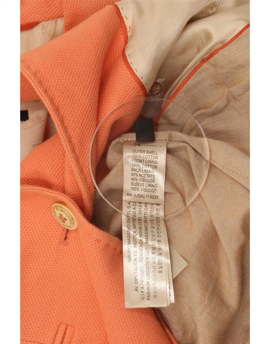 Massimo Dutti Dame 1-knaps blazerjakke EU 38 Small Orange Cotton