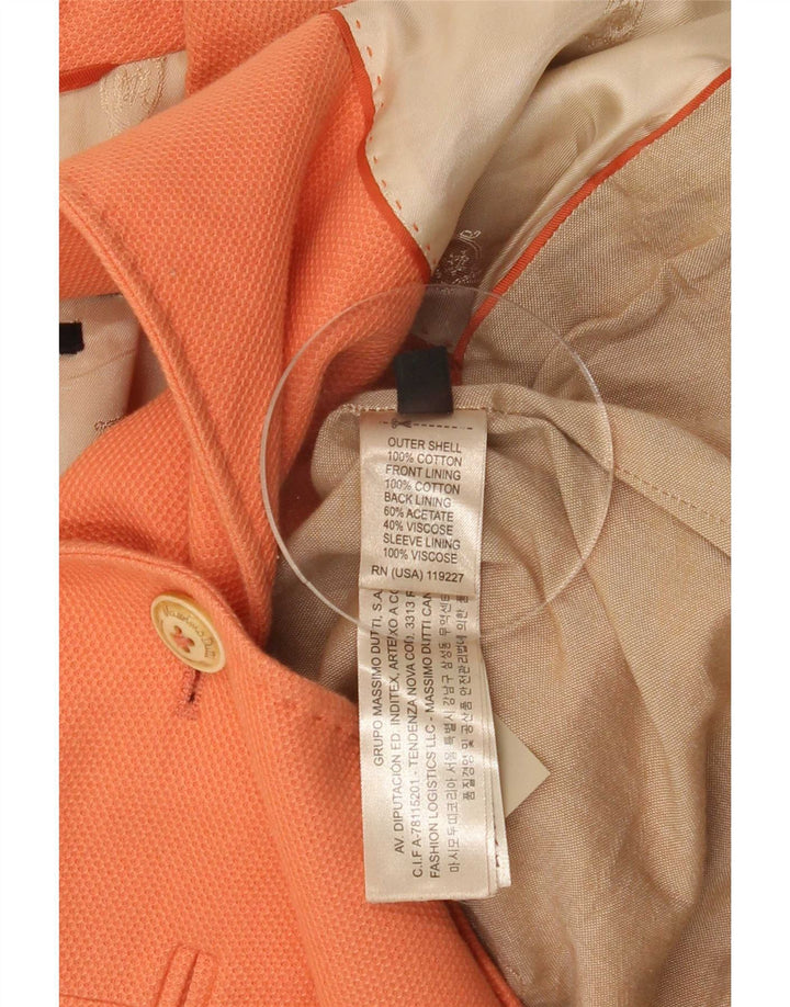 Massimo Dutti Dame 1-knaps blazerjakke EU 38 Small Orange Cotton