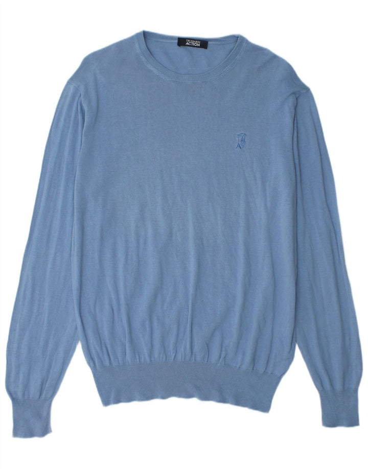 TRUSSARDI Herre sweater med rund hals IT 52 Stor blå bomuld