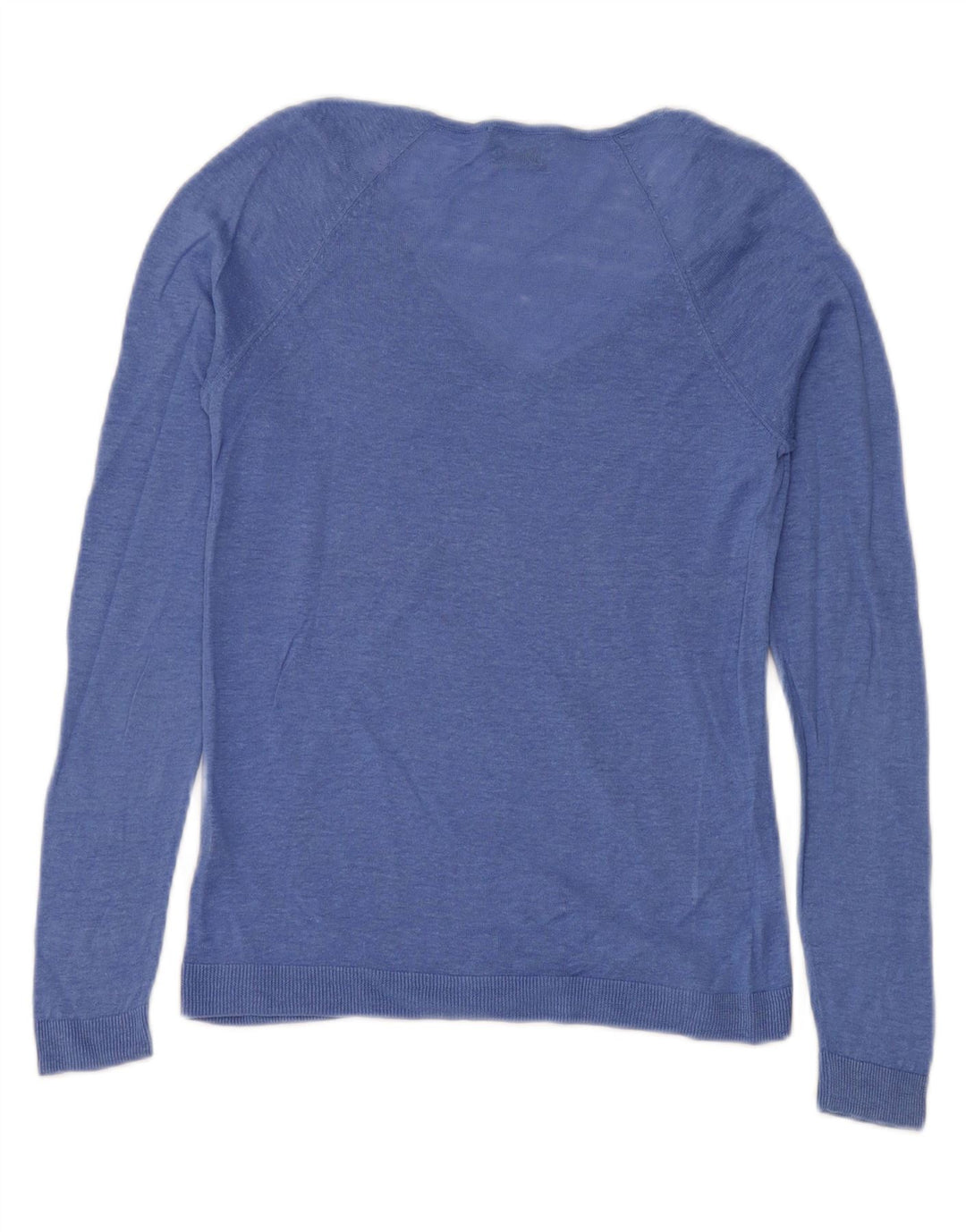 Massimo Dutti Dame V-hals sweater UK 12 Medium Blue Linen