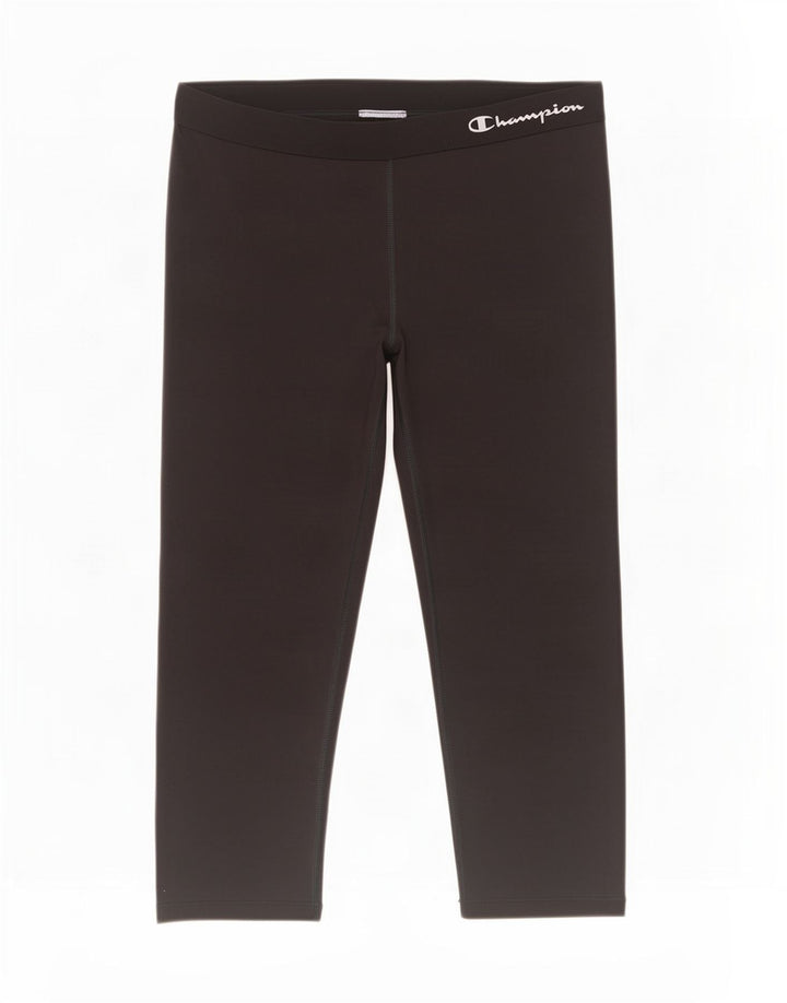 Champion Kvinder Grafisk Capri Leggings UK 14 Medium Sort