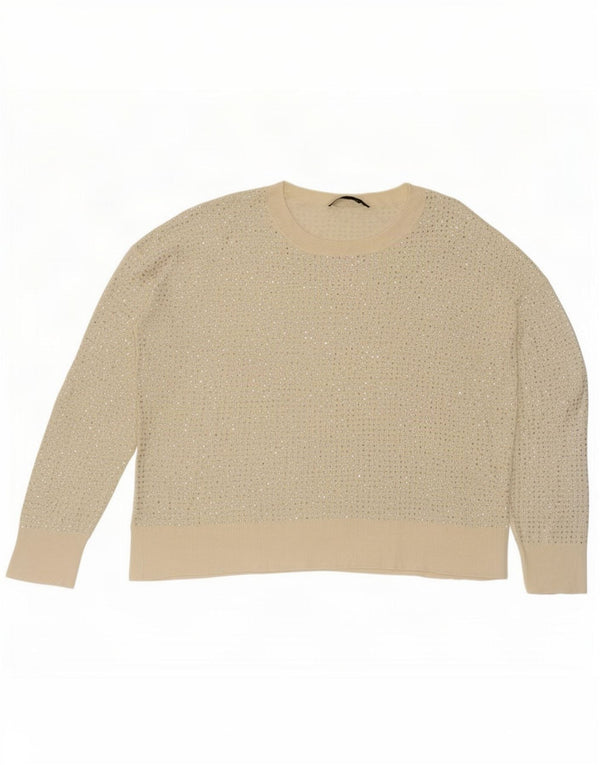 Zara Dame Jumper Sweater UK 16 Stor Beige