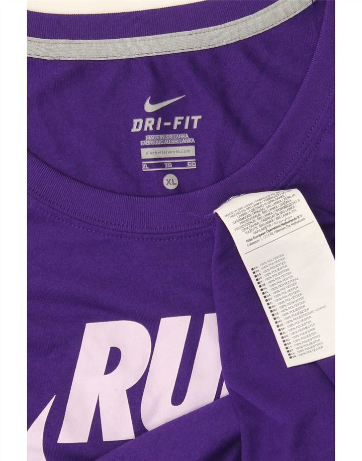 Nike herre Dri Fit grafisk T-shirt top XL lilla polyester