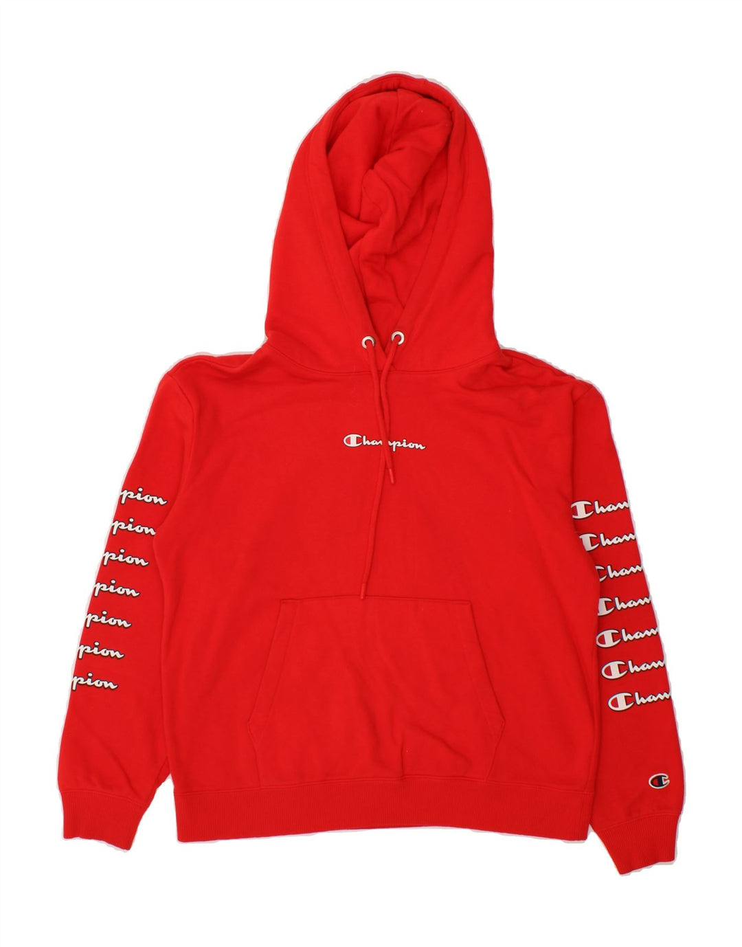 CHAMPION Womens Graphic Hoodie Jumper UK 10 Small Red Vintage Champion and Second-Hand Champion from Messina Hembry 
