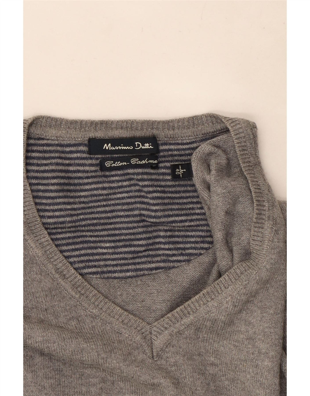 Massimo Dutti Herre V-hals sweater Stor Grå Bomuld
