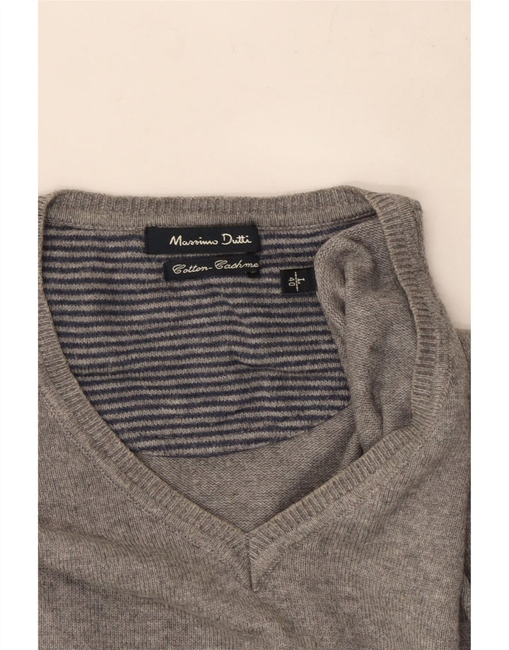 Massimo Dutti Herre V-hals sweater Stor Grå Bomuld