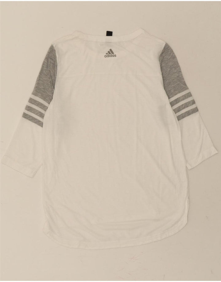ADIDAS Womens Top 3/4 Sleeve UK 14 Medium White Colourblock Cotton Vintage Adidas and Second-Hand Adidas from Messina Hembry 