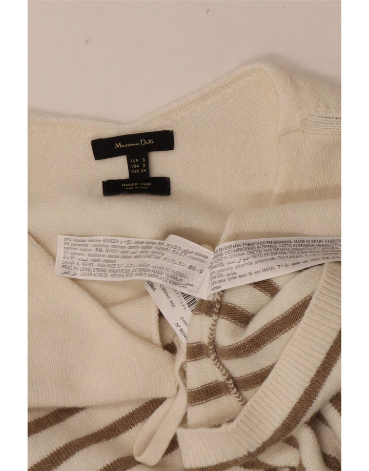 Massimo Dutti Dame Crop Boat Neck Jumper Sweater UK 10 Small White