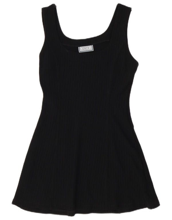 Onyx Dame Ærmeløs A-Line Kjole UK 12 Medium Sort Polyamid