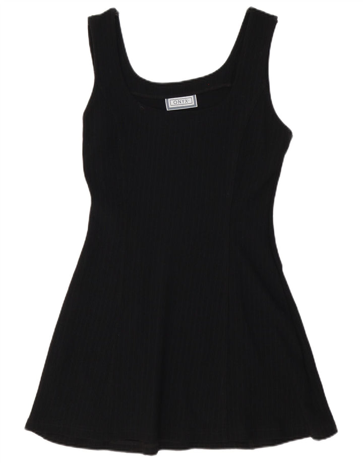 Onyx Dame Ærmeløs A-Line Kjole UK 12 Medium Sort Polyamid