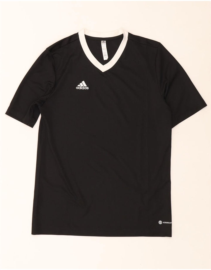 ADIDAS Girls Aeroready T-Shirt Top 15-16 år Sort Colourblock Polyester