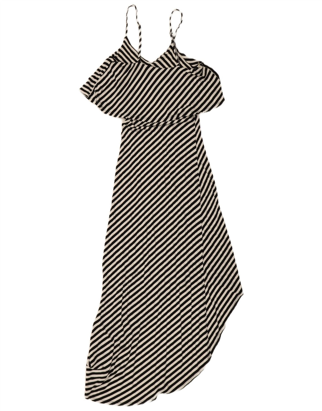 Mossimo Dame Ærmeløs Maxi Asymmetrisk Kjole UK 8 Lille Sort Stribet