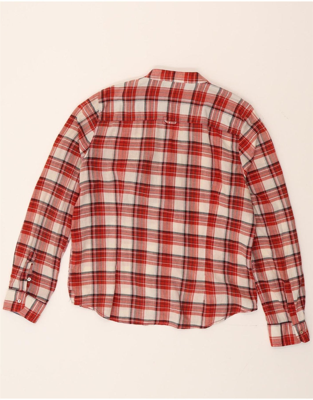 Zara Dame Flæse Front Shirt UK 18 XL Rød Ternet Bomuld