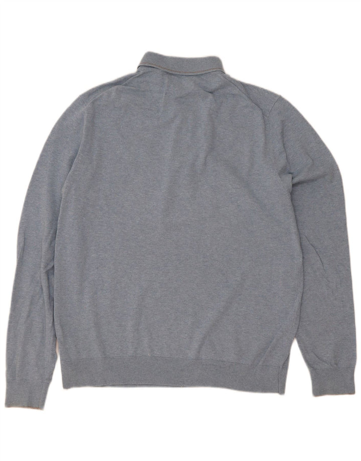 Marks & Spencer Herre polo-hals sweater mellemblå bomuld