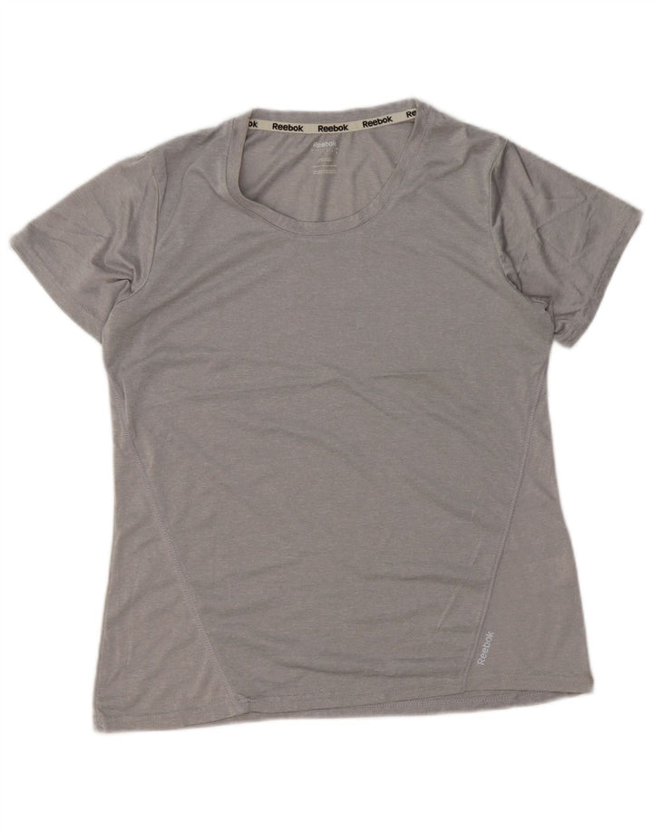 REEBOK Dame T-Shirt Top UK 16 Large Grå Polyester