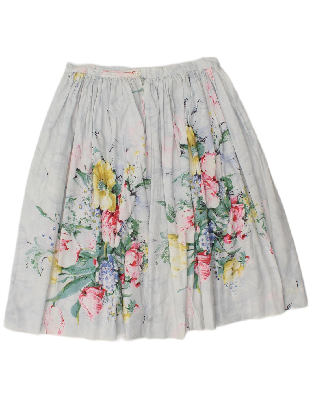 Vintage plisseret A-linje nederdel til kvinder W30 Medium White Floral