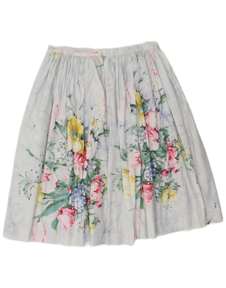 Vintage plisseret A-linje nederdel til kvinder W30 Medium White Floral