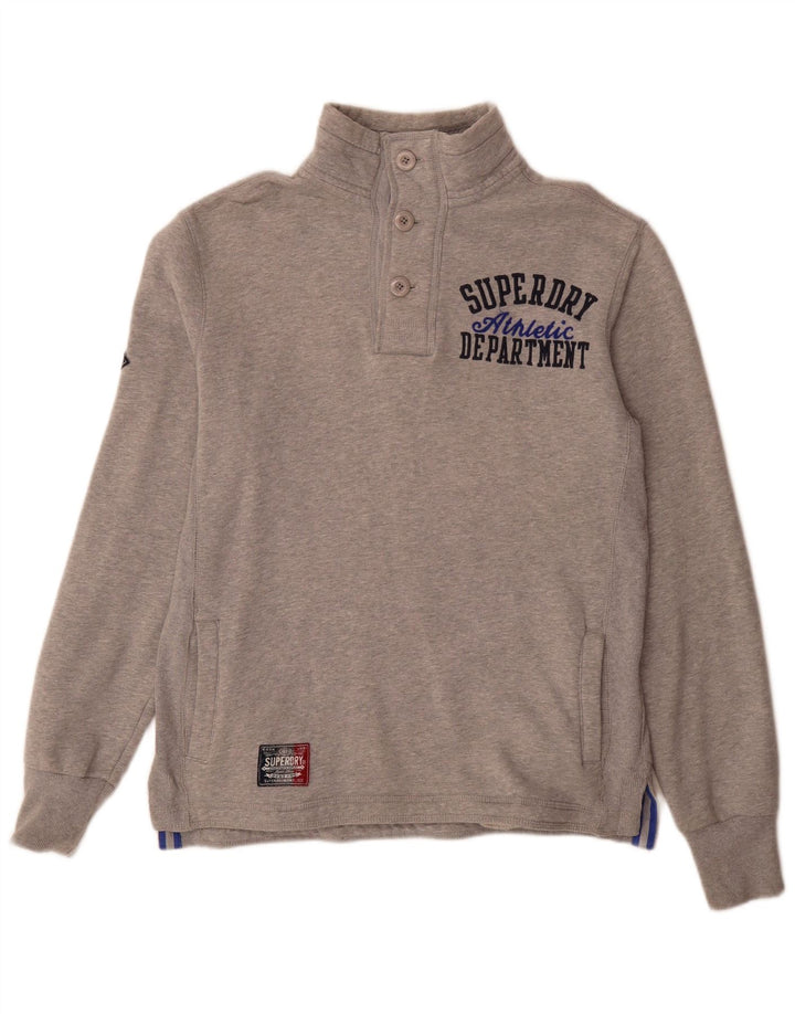 Superdry Herre grafisk knaphals sweatshirt lille grå bomuld